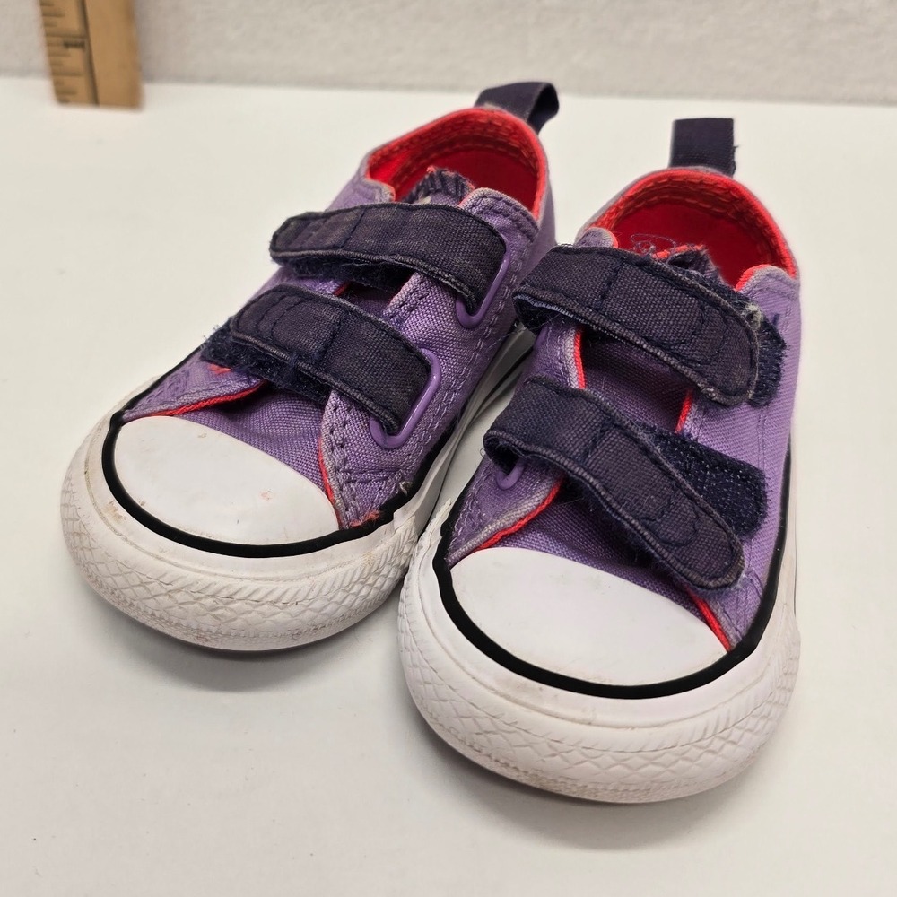 Converse Chuck Taylor All Star Lo Double Strap Purple Infant Sneakers Size 4 - Picture 2 of 8